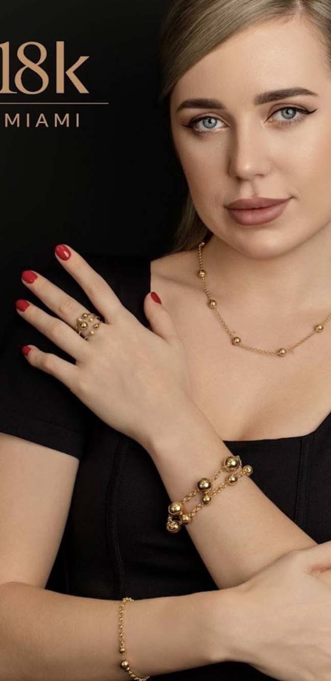 18k Miami gold necklace and bracelets